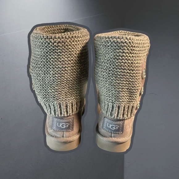 NWOT UGG Dark Charcoal Gray Cozy Knit ‘Purl Cardy Knit Boots’ w/ Wool Lining 6 - Picture 11 of 15